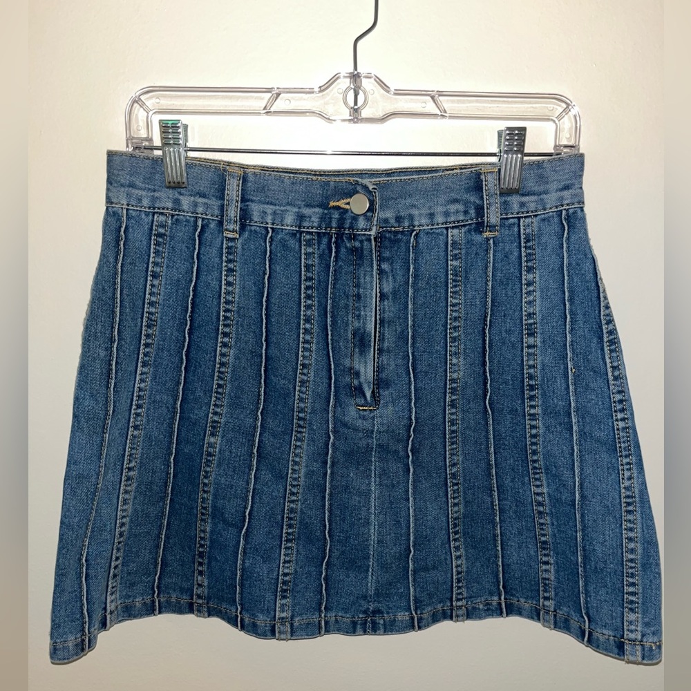 Pleated Jean Skirt